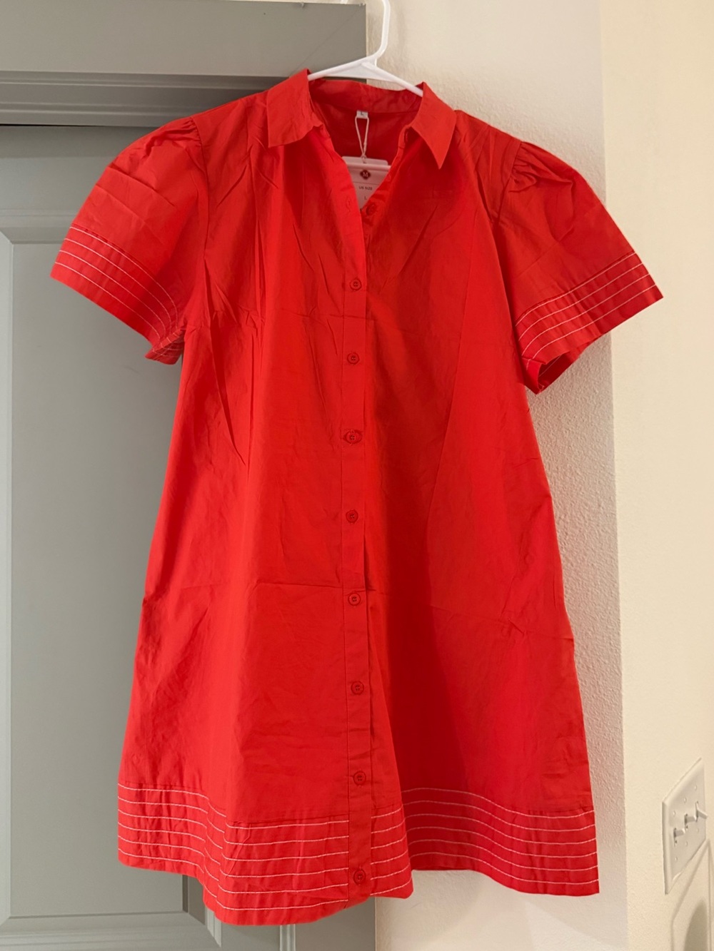 NWT Classic Red Button-Front Women’s Shirt Dress